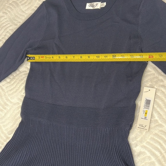 Eliza J Fit & Flare Knit Sweater Dress  Navy Blue NWT - Picture 10 of 13